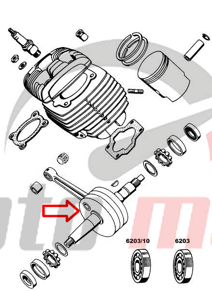 Crankshaft tomos apn dia 10 mm