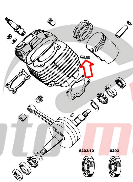 Stud bolt tomos a3. a35. apn 6x25 mm