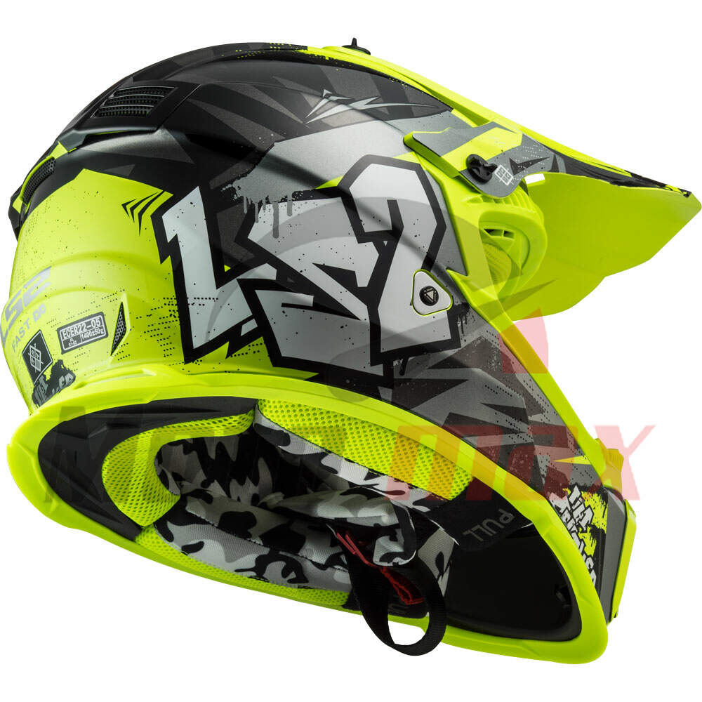 Helmet ls2 cross mx437 fast evo crusher black yellow xl