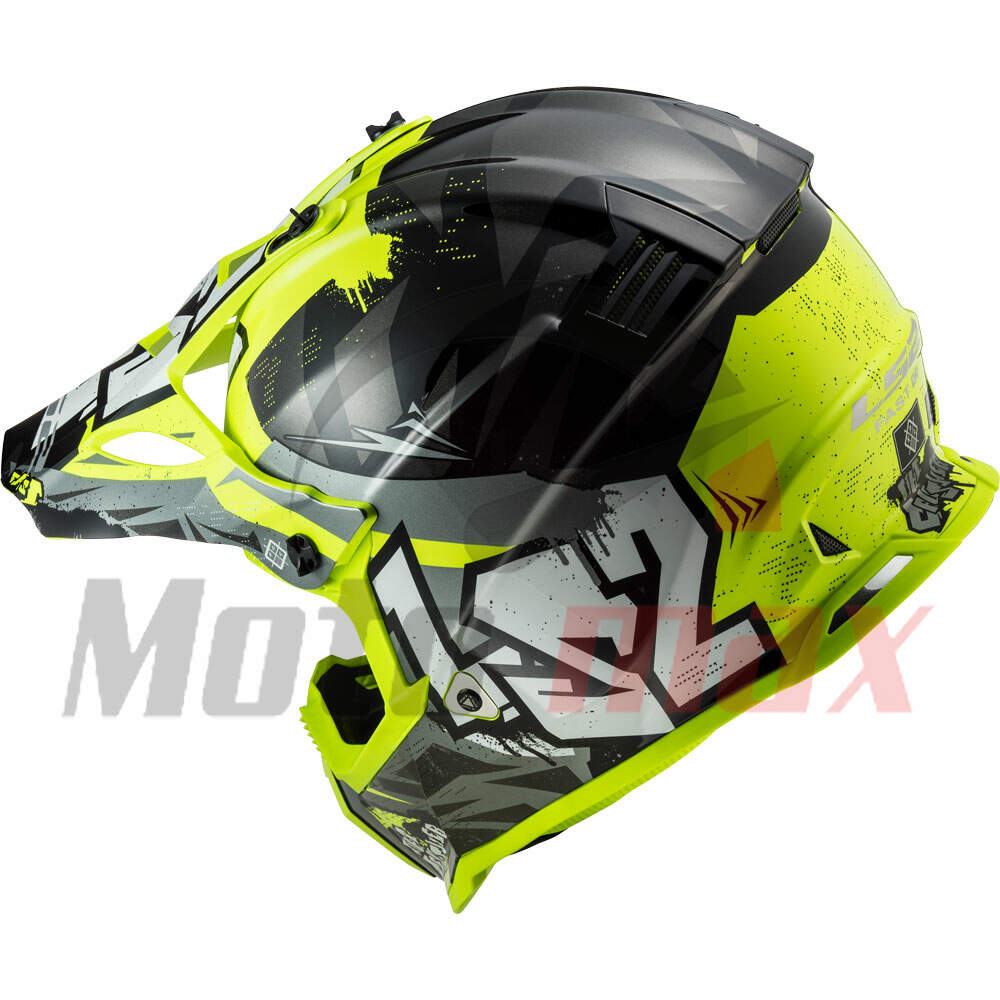 Helmet ls2 cross mx437 fast evo crusher black yellow xl