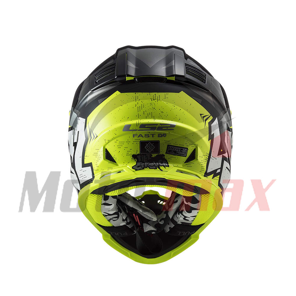 Helmet ls2 cross mx437 fast evo crusher black yellow xl