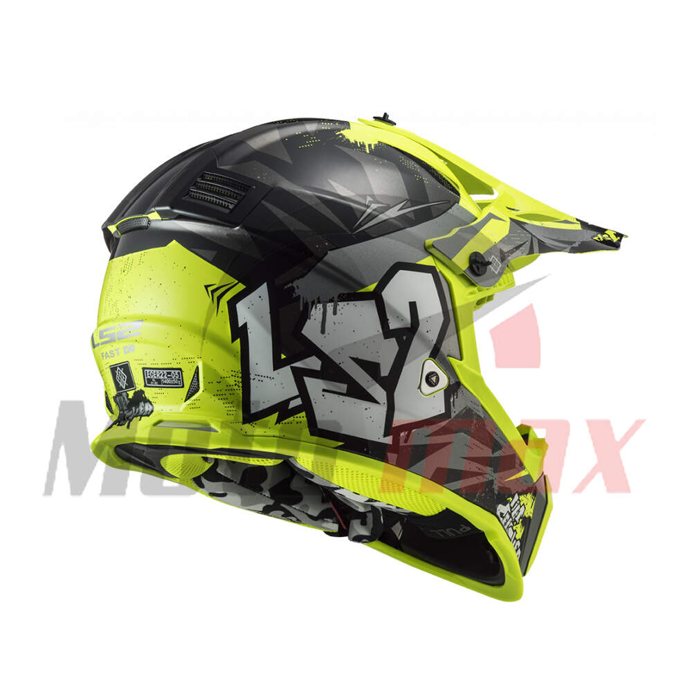 Helmet ls2 cross mx437 fast evo mini crusher black yellow m