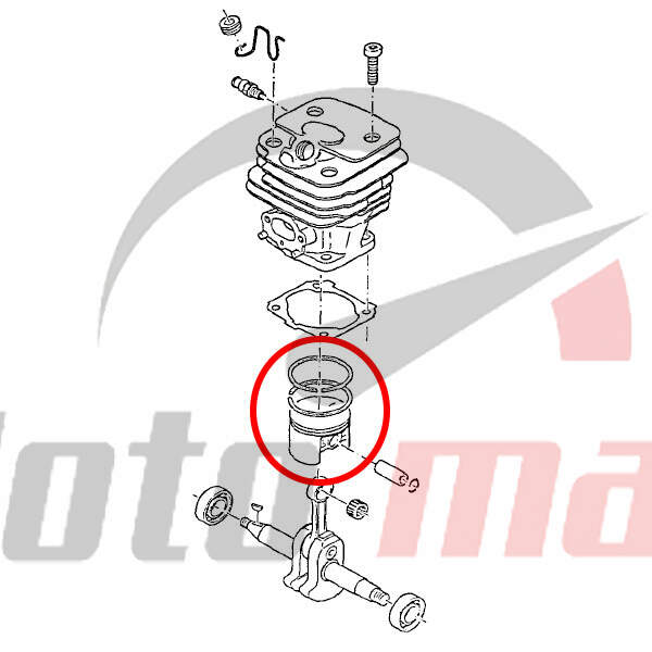 Piston dolmar 111 115 diameter 44 mm pin 10 mm aip