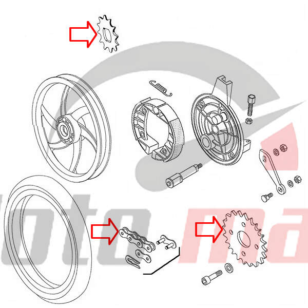 Chain and sprocket tomos apn new type 13/32 set