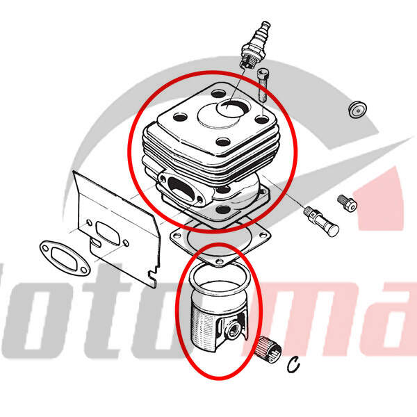 Cylinder with piston h 288 fi 54 mm meteor