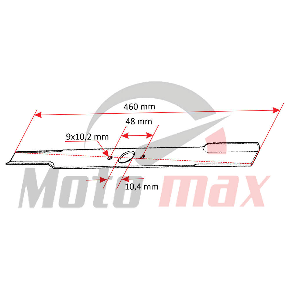 Lawnmower blade l 460 mm fi 10,4 thorp th46p