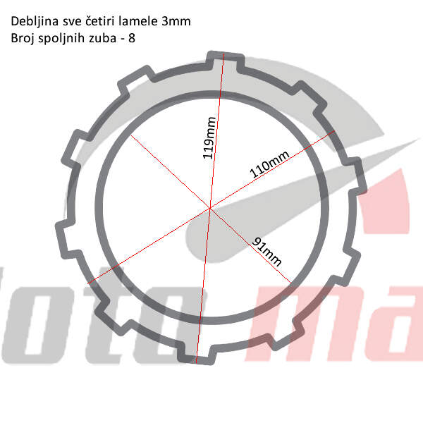 Clutch friction plates trw mcc102-4 set