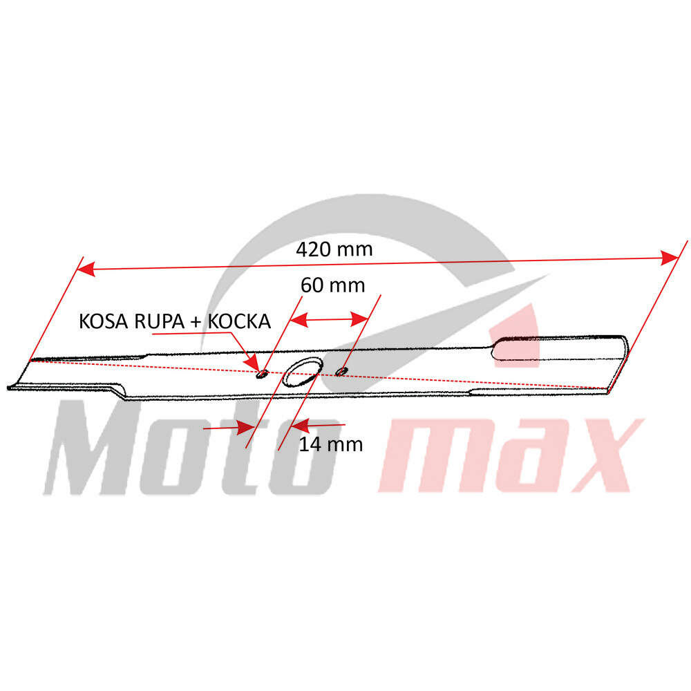 Noz kosacice l 420 mm fi 14mm (kosa rupa+kocka) trex 