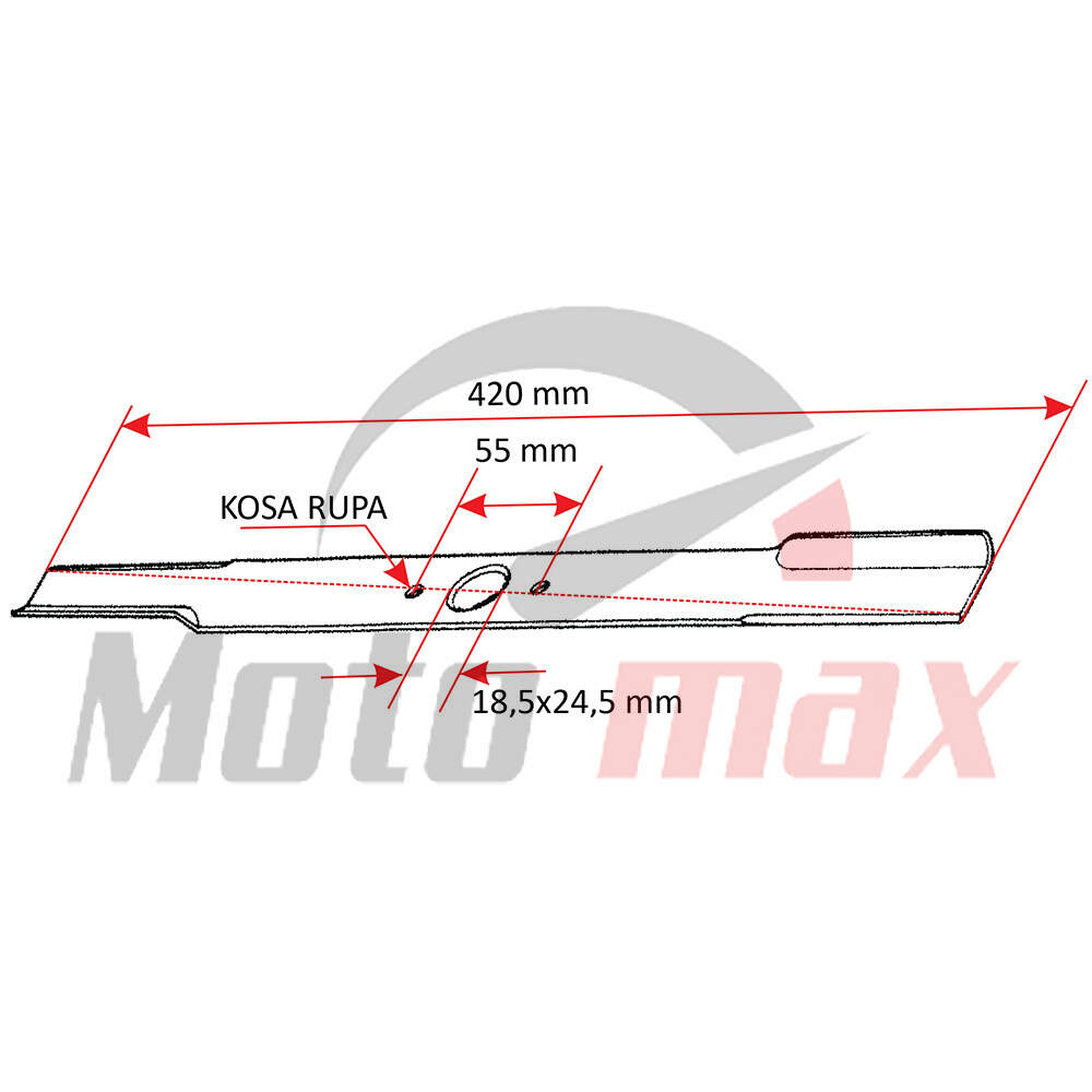 Noz kosacice l 420 mm elipsa (18,5 mm x 24,5 mm) villager v42t ngp - kose rupe